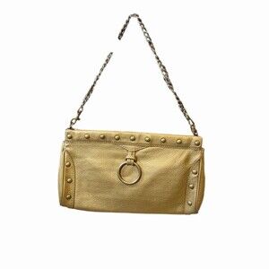 HOBO International Gold Metallic Studded Chain Strap Clutch Bag